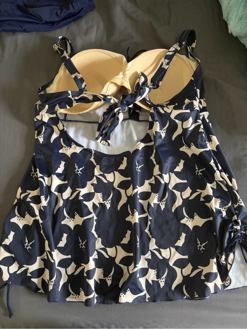 Navy & White Floral Tankini Top Women’s - Picture 2 of 4